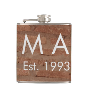 Petaca Piedra de ladrillo rústico marrón añadir nombre fe