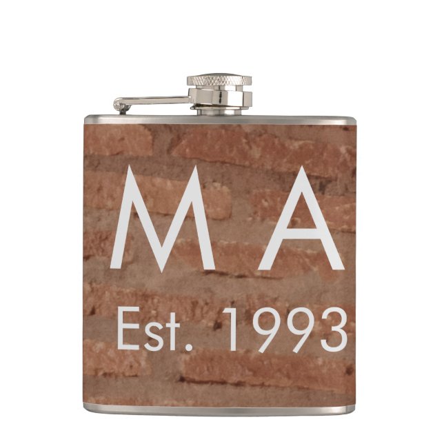 Petaca Piedra de ladrillo rústico marrón añadir nombre fe (Anverso)