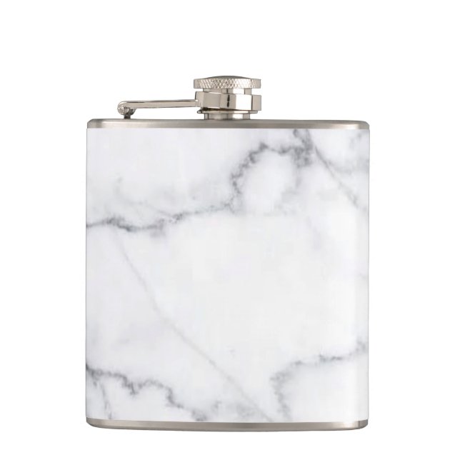 Petaca Piedra de mármol blanco negro de moda (Anverso)