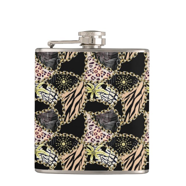 Petaca Piel animal, cadenas de oro (Anverso)