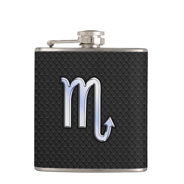 Petaca Piel de serpiente negra de Rótulo negro Escorpio p (Anverso)