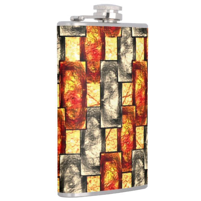 Petaca Piezas rectangulares talladas en beige y rojo (Derecha)