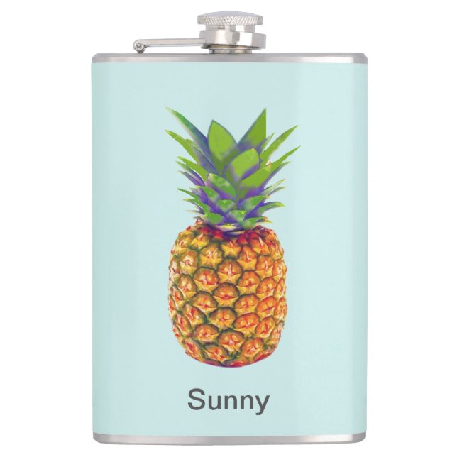 Petaca Piña Personalizada sobre Azul Claro (Anverso)