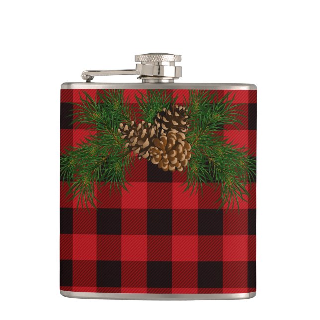 Petaca Pinecona de estampado rojo clásico (Anverso)
