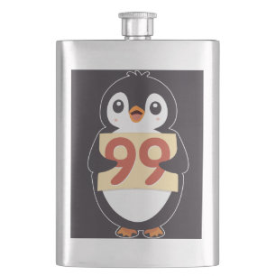 Petaca Pingüino de Dibujos Animados Sosteniendo el Número
