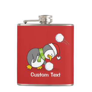 Petaca Pingüino navidad recibiendo bola de nieve