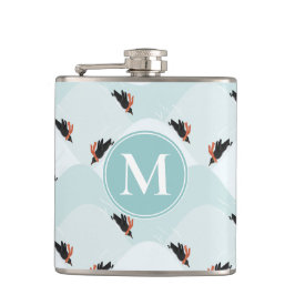 Petaca Pingüinos juguetones deslizándose sobre el patrón