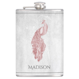 Petaca Pink Elegant Peacock Flask