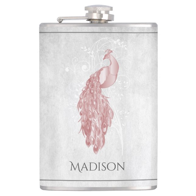 Petaca Pink Elegant Peacock Flask (Anverso)