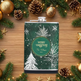 Petaca Pinos dorados Copos de nieve plateados Hunter Gree