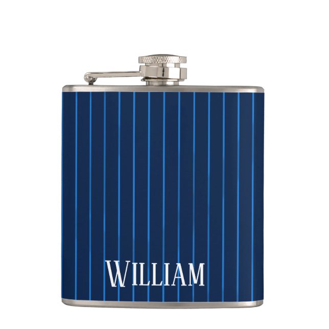 Petaca Pinstripes azul marino personalizadas (Anverso)