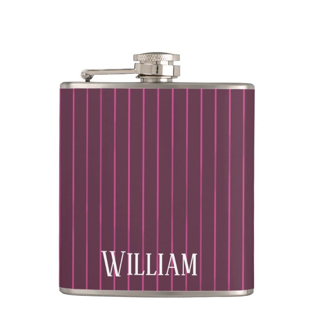 Petaca Pinstripes burdeos personalizadas (Anverso)