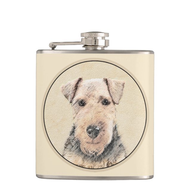 Petaca Pintado de Welsh Terrier - Arte de Perro Original. (Anverso)