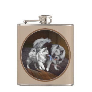 Petaca Pintado Keeshond Playtime - Arte Perro Original.
