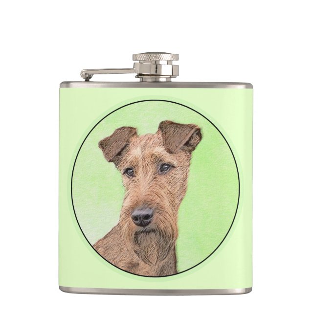 Petaca Pintado Terrier Irlandés - Arte de Perro Original. (Anverso)