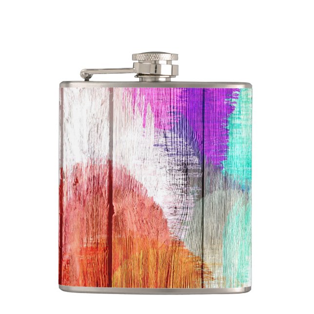 Petaca Pintura abstracta de madera de época (Anverso)