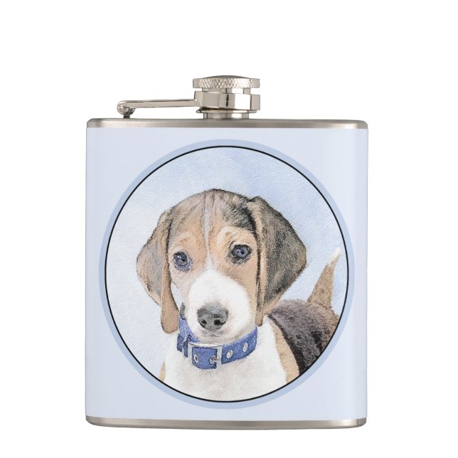 Petaca Pintura Beagle - Arte Perro Original Cuto (Anverso)