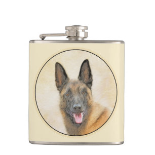 Petaca Pintura belga malinois - Arte de perro original