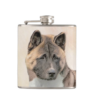 Petaca Pintura de Akita - Arte de Perro Original.