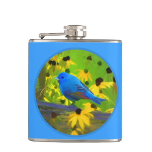 Petaca Pintura de amarre índigo - Arte original de aves