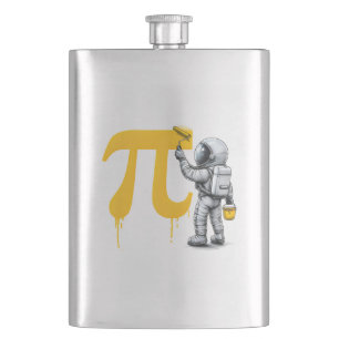 Petaca Pintura de astronauta genial símbolo Pi Día Pi