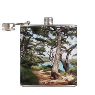 Petaca Pintura de bosque de pino de Pinus pinea