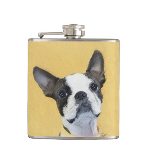 Petaca Pintura de Boston Terrier - Arte de Perro Original
