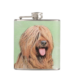Petaca Pintura de Briard - Arte de Perro Original.