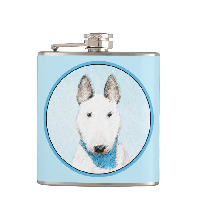 Petaca Pintura de Bull Terrier - Arte de Perro Original. (Anverso)