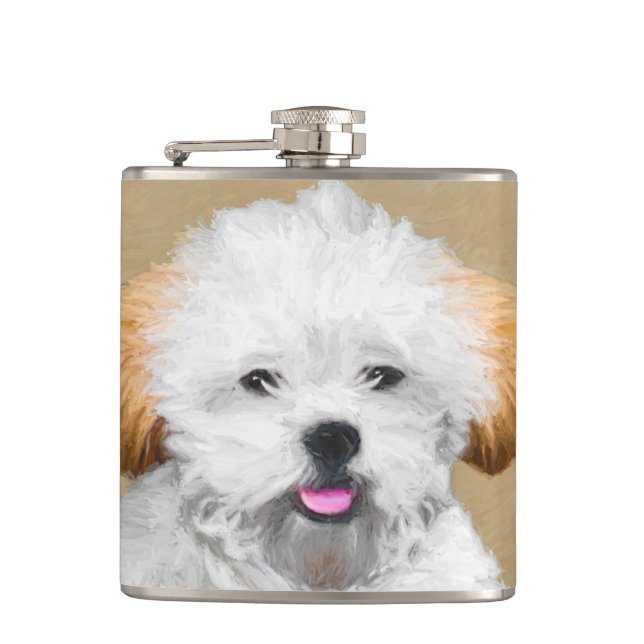 Petaca Pintura de cachorro de Aprenta Lhasa - Arte de Per (Anverso)