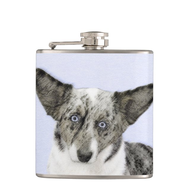 Petaca Pintura de Cardigan Welsh Corgi - Arte Perro Origi (Anverso)