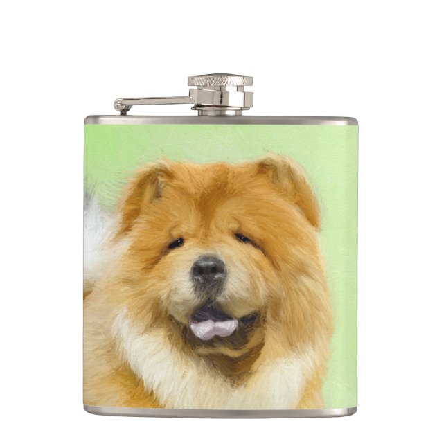 Petaca Pintura de Chow Chow - Arte Perro Original. (Anverso)