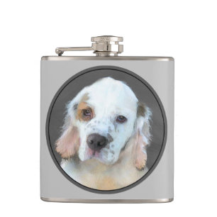 Petaca Pintura de Clumber Spaniel - Arte de Perro Origina