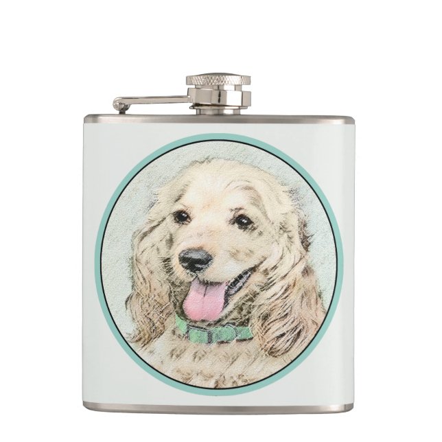 Petaca Pintura de Cocker Spaniel Buff - Arte de Perro Ori (Anverso)