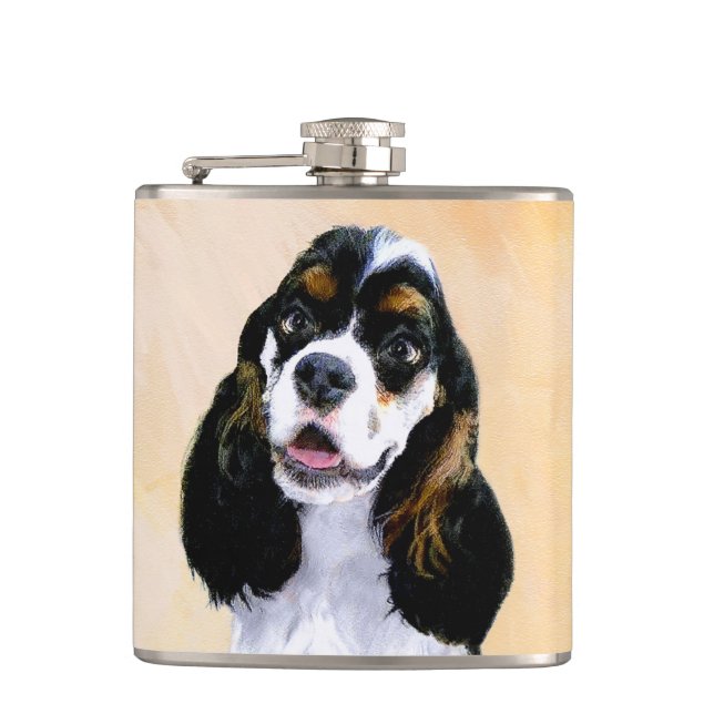 Petaca Pintura de Cocker Spaniel (Parti) - Original Perro (Anverso)