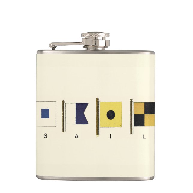 Petaca Pintura de cuatro banderas con la vela escrita (Anverso)