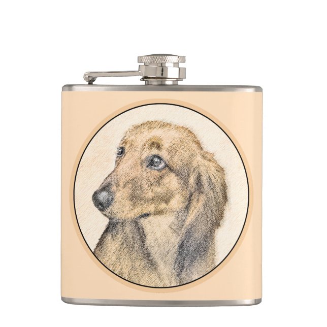 Petaca Pintura de Dachshund (de cabello largo) - Arte Per (Anverso)