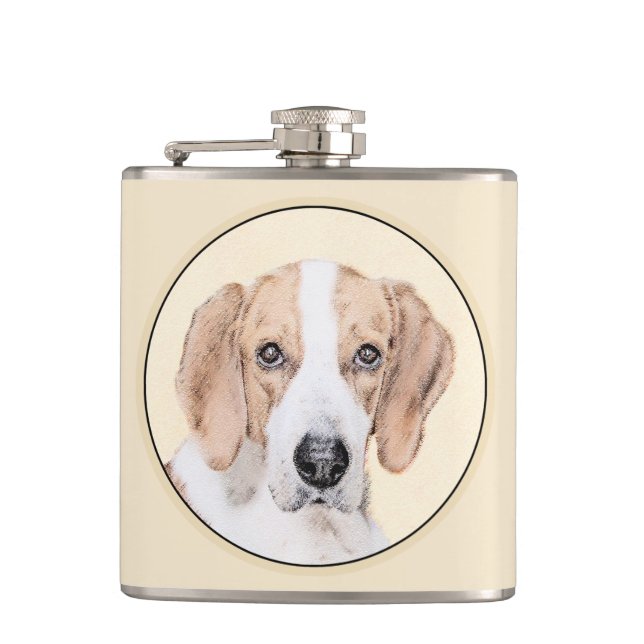 Petaca Pintura de Foxhound estadounidense - Arte de Perro (Anverso)