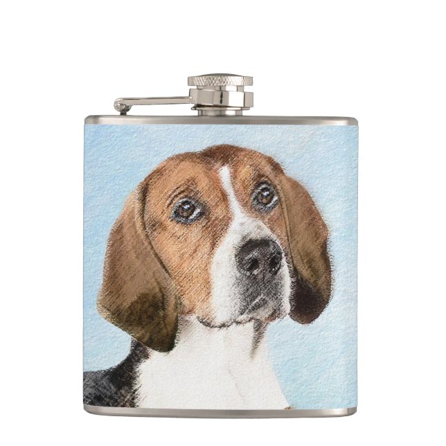 Petaca Pintura de Foxhound inglesa - Arte Perro Original  (Anverso)