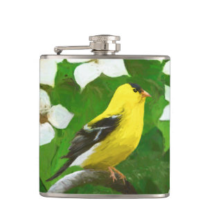 Petaca Pintura de Goldfinch - Arte de Perro Original.