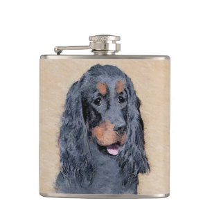 Petaca Pintura de Gordon Setter - Arte de Perro Original.