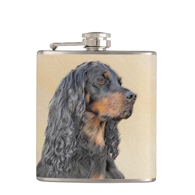 Petaca Pintura de Gordon Setter - Arte de Perro Original. (Anverso)
