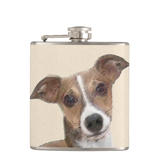 Petaca Pintura de Greyhound italiana - Arte Perro Origina (Anverso)