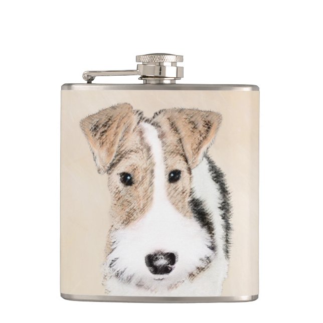 Petaca Pintura de hilo Fox Terrier - Arte de Perro Origin (Anverso)