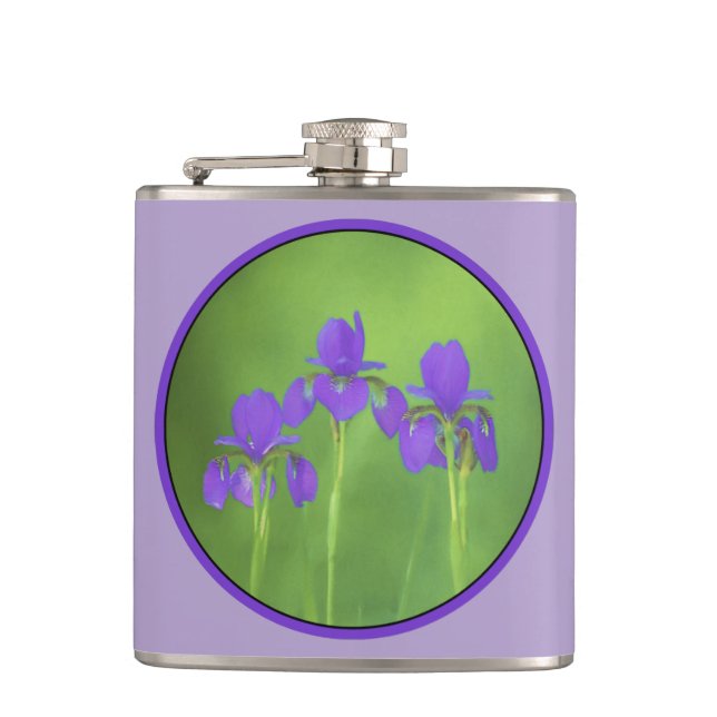 Petaca Pintura de iris morado - Arte de flores original (Anverso)