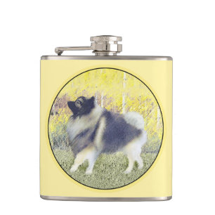 Petaca Pintura de Keeshond Aspen - Arte Perro Original Cu