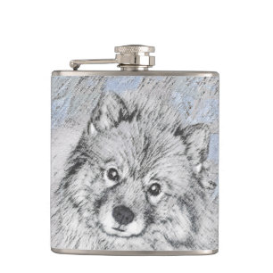 Petaca Pintura de Keeshond Beth - Arte de Perro Original.