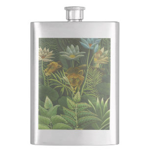Petaca Pintura de león de la selva tropical de Rousseau