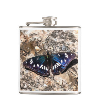 Petaca Pintura de mariposa azul del almirante blanco del 