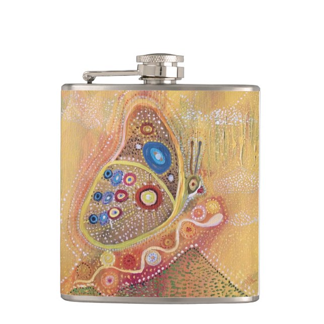 Petaca Pintura de mariposa Vinyl Envoltura Flask (Anverso)